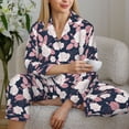 thumbnail image 6 of Daiia Leaves Flower for Women's Long-Sleeved Pajama Set – Soft & Comfortable Sleepwear Button-Up Pajamas Cozy Lounge Wear-X-Large, 6 of 7
