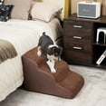 thumbnail image 3 of Gymax 3 Tiers Foam Dog Ramps/Steps Non-Slip Dog Steps for Beds Or Couches Coffee, 3 of 10