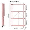 thumbnail image 5 of 4 Tier Foldable Shelf with Wheels, Portable Carbon Steel No Assembly Organizer, Collapsible Rolling Standing Utility Rack for Kitchen Pantry, Pink, 5 of 5