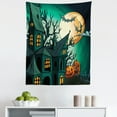 thumbnail image 1 of Teal Tapestry, Haunted Medieval Cartoon Style Bats in Twilight Gothic Fiction Spooky Art Print, Fabric Wall Hanging Decor for Bedroom Living Room Dorm, 5 Sizes, Orange Teal, by Ambesonne, 1 of 1