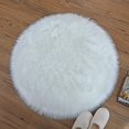 thumbnail image 1 of 90 Diameter Round Rug, Faux Fur Rug, Cozy Feel Like Real Wool Faux Fur Rug, Man-Made Wool Sofa Rug Cushion (White), 1 of 5
