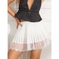 thumbnail image 3 of Women Lace Mini Skirt Low Rise Half Slip Underskirt Summer Ruffle Pleated Layered Flowy Short Skirt, 3 of 10