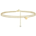 thumbnail image 1 of Pulseras para mujer, regalos para mujer 2022, nuevas pulseras de playa con inicial de corazón para mujer, delicada tobillera en capas bañada en oro de 14 quilates, pulseras de corazón con inicial de l, 1 of 3