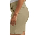 thumbnail image 6 of Cagogo Women's Mid Rise Bermuda Shorts with Pockets Casual Solid Regular Fit Travel Beach Lounge Trousers Summer Walking Elastic Waist Comfy Pants, Beige S, 6 of 8