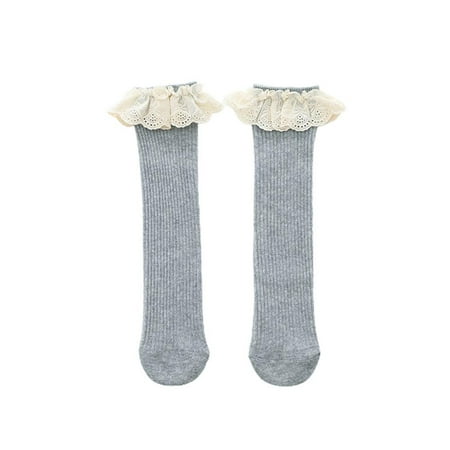 

New Baby Girls Socks Kids Knee High Socks Lace Cotton Midi Stockings for Daily