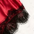 thumbnail image 4 of MOJOGO Lace Romper for Women Satin Deep V High Cut Sleep Bodysuit Soft Thin Strap Nightwear Red L, 4 of 5