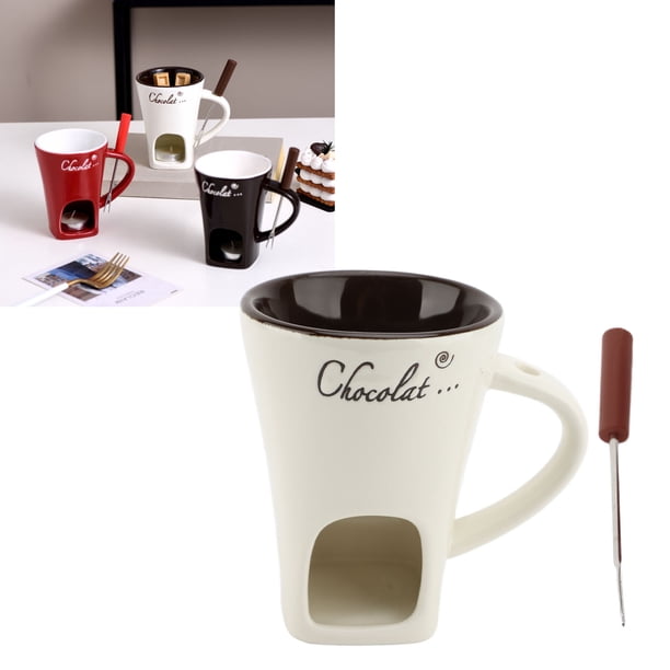 Taza de Fondue para Derretir Chocolate, Mini Olla de Cerámica para Fondue, Suministros para Derretir Con Tenedor para queso, chocolate, mantecilla y caramelo