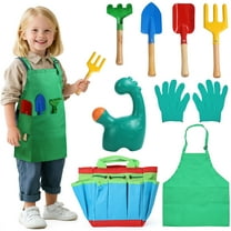 JoyStone Kids Gardening Set with Dinosaur Watering Can, Apron, Gloves & Tote Bag, Outdoor Pretend Play Garden Tools for Toddlers, Boys & Girls Ages 3 