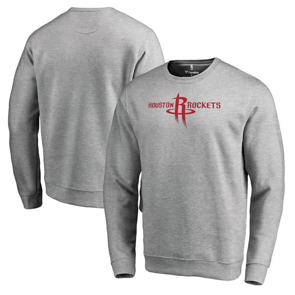 Men's Heathered Gray Houston Rockets Primary Logo Sweatshirt