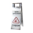 thumbnail image 3 of Siruishop Stainless Steel Parking Sign Bilingual Security Sign Portable Convenient Storage Rustproof, Foldable Industrial Warning Sign Work In Progress, 3 of 8