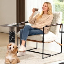 Ktaxon Accent Chair with Plush Soft Upholstery, Oversized Seating Armchair with Rubberwood Armrests, Metal Frame for Living Room, Bedroom or Home Office White