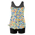thumbnail image 5 of longantii Tankini Swimsuits for Women Two Piece Bathing Suits Floral Print Blouson Tank Top Tummy Control Modest Swimsuits with High Waist Swim Shorts Tankini Swimwear Orange XL, 5 of 7
