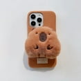 thumbnail image 1 of Brown Plush Cute Capybara Kickstand Cover Case For iPhone 15 14 13 12 Pro Max Phone Case ZR, 1 of 6