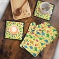 thumbnail image 5 of Yellow Cartoon Dinosaurs Geometric Shapes Pattern Kitchen Oven Mitt and Pot Holder Sets 2 Pcs for Baking, Cooking and Grilling, Heat Resistant Up To 392 °F, 5 of 7