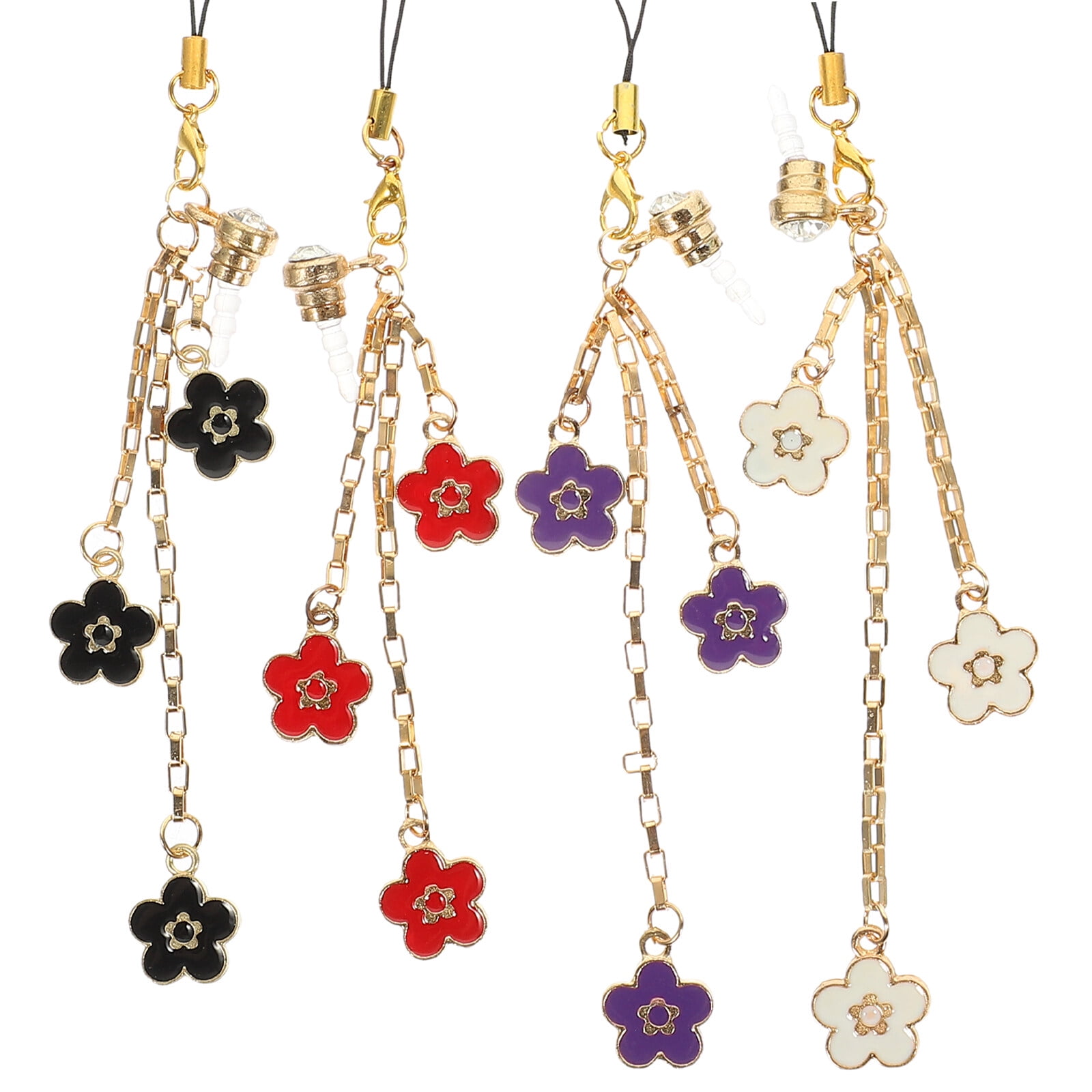 4pcs Cell Phone Dust Plug Charm Earphone Port Antidust Plugs Flower