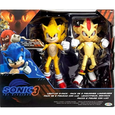 Sonic The Hedgehog Light Up Super Sonic & Super Shadow Action Figure 2-Pack
