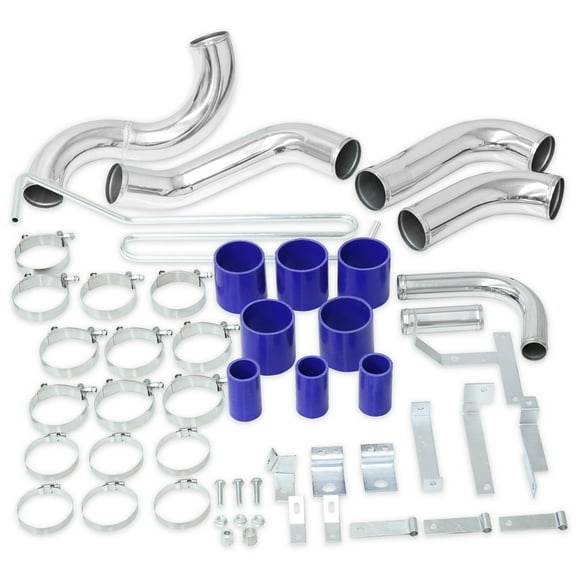 AJP Distributors Turbo Charger Intercooler Piping Pipe Kit Clamps Aluminum Hoses w/ Blue Silicone Couplers Compatible/Replacement For Mazda RX-7 RX7 FD FD3S 13B 1993 1994 1995 1996 1997 93 94 95 96 97