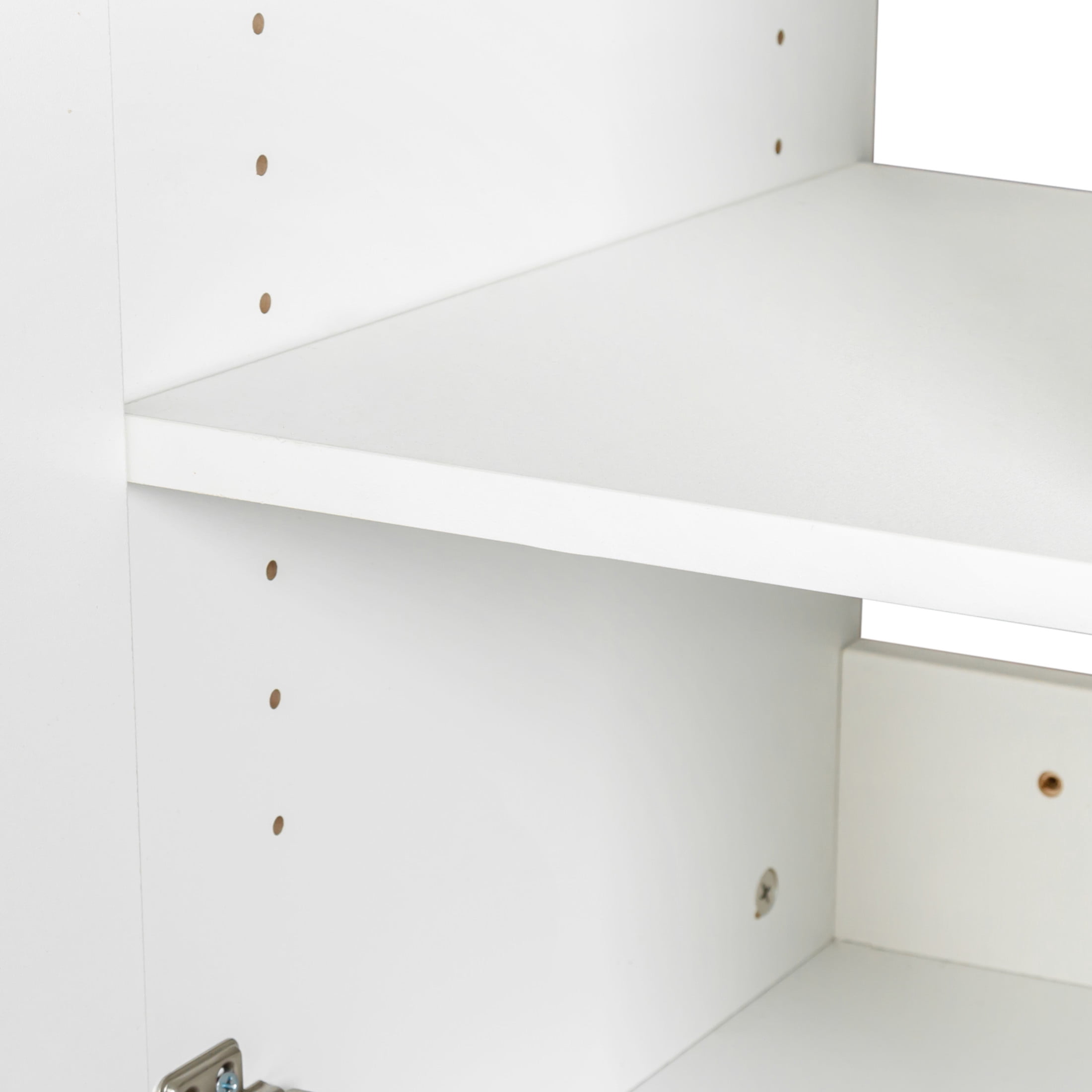 Noble House Frederick 35.43" Wall-Mounted Stackable Storage Cabinet, Adjustable Shelves, Space-Saving, White
