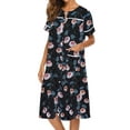 thumbnail image 3 of Ekouaer House Dress for Women with Pockets Button Down Duster Housecoat Short Sleeve Patio Dress Nightgown, 3 of 6