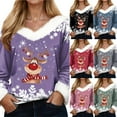 thumbnail image 2 of adviicd Ugly Christmas Sweaters for Women White Faux Fur Trim V Neck Sweatshirt Merry Christmas Sweater Funny Xmas Reindeer Shirt (Green, M), 2 of 7