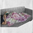 thumbnail image 6 of Nature Soft Flannel Fleece Throw Blanket, Spring Themed Mosaic Texture Peony Flowers Floral Soft Colors Art, Cozy Plush for Indoor and Outdoor Use, 50" x 60", Pink Purple White, by Ambesonne, 6 of 6