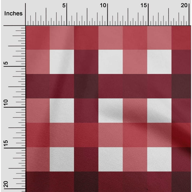oneOone Viscose Chiffon Bright Red Fabric Gingham Check Fabric For Sewing Printed Craft Fabric By The Yard 42 Inches Wide