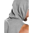 thumbnail image 3 of MAWCLOS Mens Hooded Tops Drawstring Sweatshirt Sleeveless Hoodies Regular Fit Gym Solid Color Pullover Top Light Grey S, 3 of 6