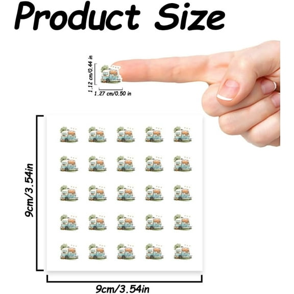 500Pcs Self-Adhesive Planner Stickers Camping Car Stickers Campers Paper Decals for Planner Calendar Scrapbook Crafting Arts Party Seal Theme Party Decor DIY 0.5 Inch