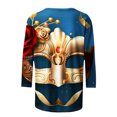 thumbnail image 5 of Offres jusqu'à 70 % de Réduction! Hauts d'Été pour Femmes 2024 Grande Taille Mode Col en V Ajusté Manches Trois Quarts T-shirt Imprimé Numérique Cadeau pour Femmes en Solde, 5 of 5