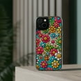 thumbnail image 3 of DistinctInk Hybrid (Acrylic / TPU) Clear Slim Fit Case for Apple iPhone 13 (6.1" Screen) - "Cheerful Smilin' Flowers: A Delightful Pattern", 3 of 8