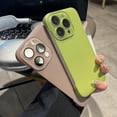 thumbnail image 3 of Compatible with Frameless Phone Case for iPhone 15 , With lens film,Ultra-Thin Lightweight Durable Frameless PU Leather Hard PC Shock Absorption Bumper Phone Case Cover,Green, 3 of 7