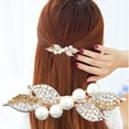 thumbnail image 2 of Pinza para el pelo de metal con hojas de cristal, accesorios para el cabello, tocado. champán, 2 of 8