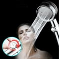 thumbnail image 3 of Ducha de mano turbo ahorradora de agua con giro 360° y botón de encendido rápido, color rosa., 3 of 6
