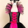 thumbnail image 6 of IBTOM CASTLE Kids Girls Witch Costume Handmade Knitted Tulle Dress with Horns Headband Halloween Carnival Cosplay Dress up Outfits 10-12 Years Hot Pink, 6 of 8