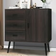 thumbnail image 6 of FANGSUM Storage Cabinet with Door & 3 Drawers, Wood Floor Storage Cabinet with Adjustable Shelf, Accent Buffet Cabinet for Living Room, Bedroom, Home Office, Dark Oak, 6 of 6