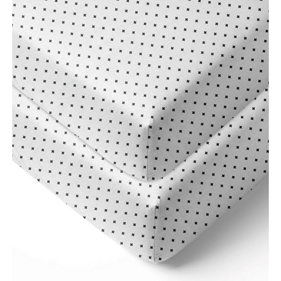 Crib or Toddler Bed Fitted Sheet 100% Cotton Muslin, Aztec Love Black