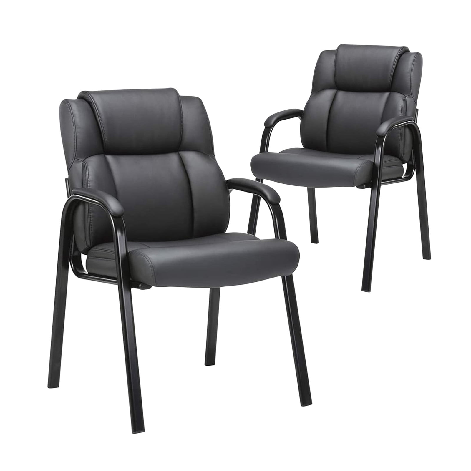 walnest Black PU Leather 2-seat Office Airport Reception Chairs Waiting Room Visitor Guest Sofa Double Seats 