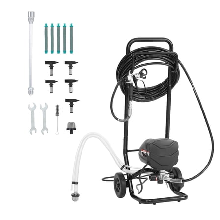 KFFKFF Stand Airless Paint Sprayer, 650W, 3000PSI High-Pressure Sprayer with Cart, Cleaning Brush, Hose, Extension Rod, Nozzles, Electric Spray Machine for Indoor and Outdoor Painting