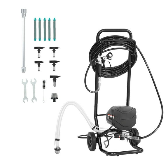KFFKFF Stand Airless Paint Sprayer, 650W, 3000PSI High-Pressure Sprayer with Cart, Cleaning Brush, Hose, Extension Rod, Nozzles, Electric Spray Machine for Indoor and Outdoor Painting