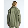 thumbnail image 3 of Free Assembly Women's and Women's Plus Embellished Cotton Utility Shirt with Long Sleeves, Sizes XS-4X, 3 of 5