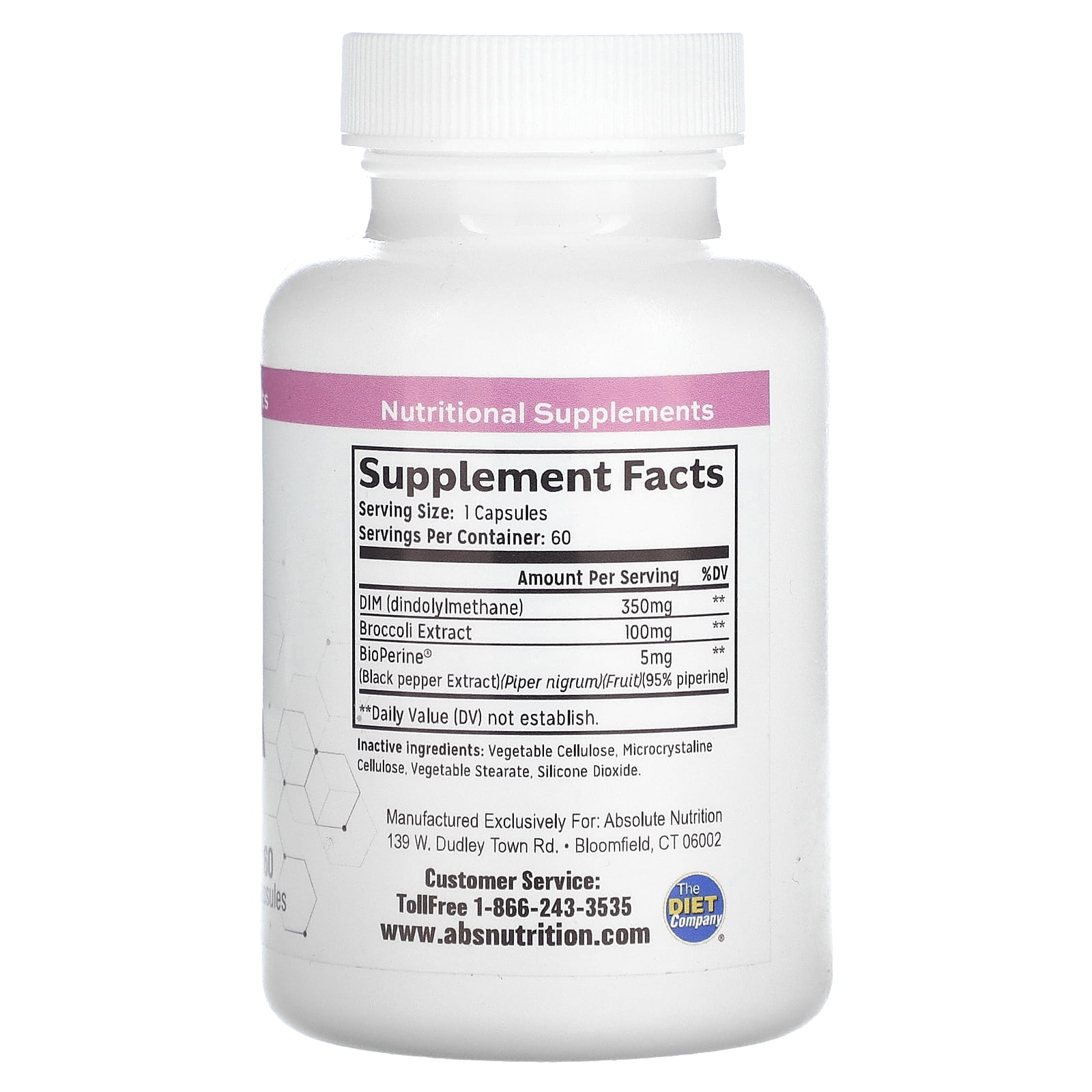 DIM Capsules – 350mg – 60ct – Mood, Weight & Hormonal Support for Men & Women – Enhanced Absorption with BioPerine®
