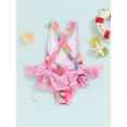 thumbnail image 3 of Toddler Baby Girl One Piece Swimsuit Floral Strap Sleeveless Bathing Suit Backless Ruffles Swimwear Kids Summer Beach Wear, 3 of 7