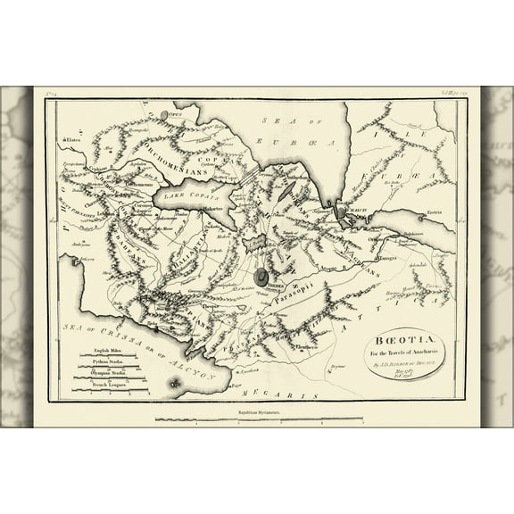 24"x36" Gallery Poster, Map of Ancient Boeotia 1795