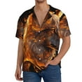 thumbnail image 7 of Lsque Gold Flame Pattern Wolf print Men's Cuban Collar Short Sleeve Shirt Summer Beachwear Casual Button Down Fashionable Vacation Leisure Shirt-3X-Large, 7 of 7