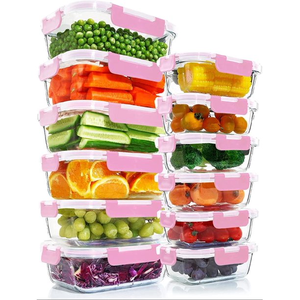 12 Packs Glass Meal Prep Containers Set, Glass Food Storage Containers