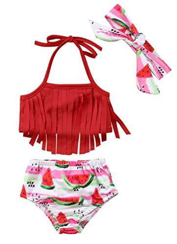Baby Girl Swimsuit Ruffle Bikini Sling Swimwear Floral Shorts Headband 3Pcs Outfits Set 