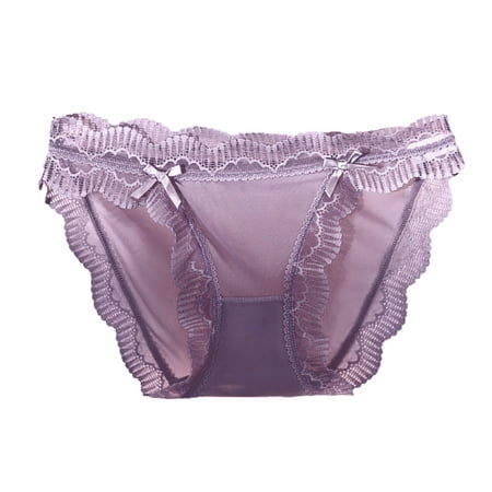 

BIZIZA Women Briefs Low Rise Sexy Breathable Seamless Mesh Underwear Panty Purple L