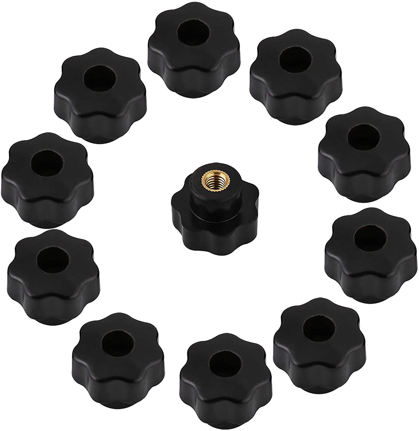 Knob Handle 10pcs Universal Black Color Plastic Round Shape Knob Handle M6*25 for Machine Tool 