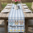 thumbnail image 4 of Summer Beach Table Runner 70 Inches, Happy Summer Slippers Coastal Blue Plaid Bed Runner Dresser Scarves Tabletop for Indoor Outdoor Parties/Ceremony/Banquet, 13" x 70", 4 of 9