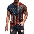 thumbnail image 1 of yoeyez T-Shirts 4 Juillet Hommes, T-Shirts Manches Courtes Hommes 4 Juillet Drapeau Américain Mode Hawaïenne Col Rond T-Shirt Golf pour Hommes Multicolore,2TG, 1 of 5
